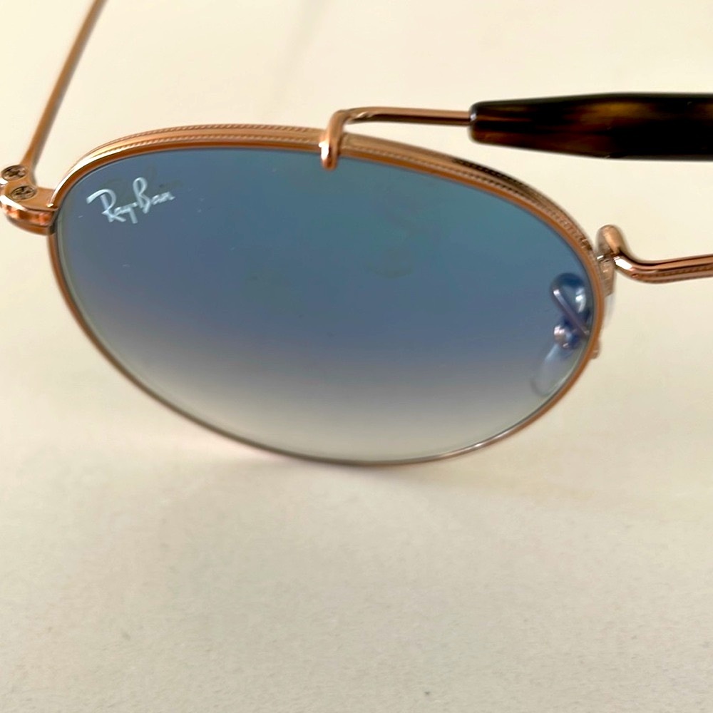 Ray-Ban Rose Gold Tone Sunglasses w/ Blue Ombre Lens & Tortoise Accents - Picture 7 of 16